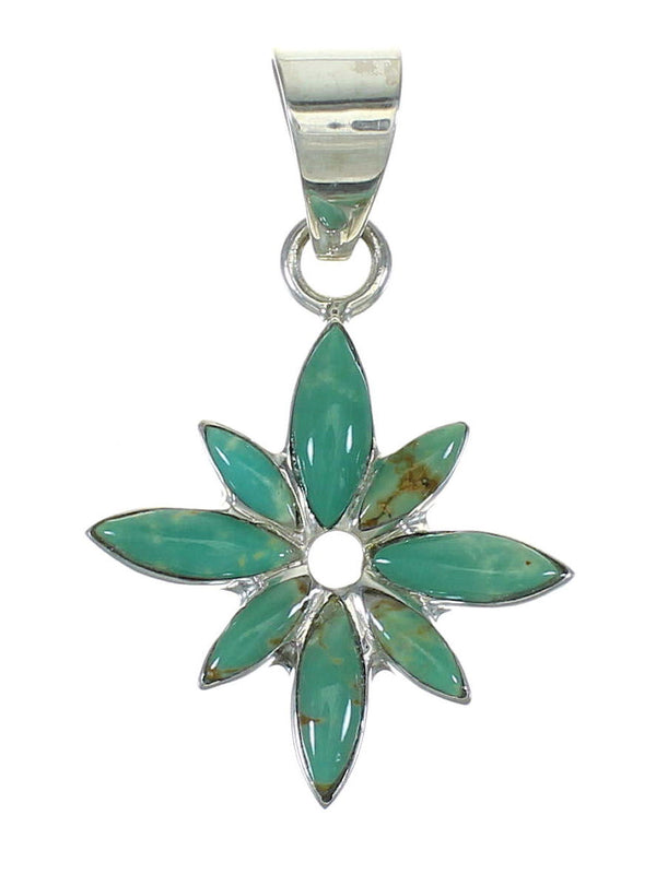 Turquoise Flower Southwest Silver Pendant MX65370